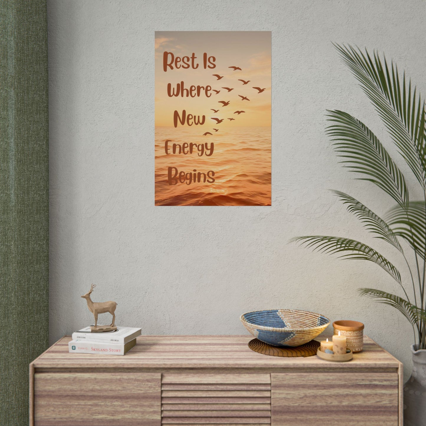 Rest Is Where New Energy Begins — Inspirational Ocean Poster