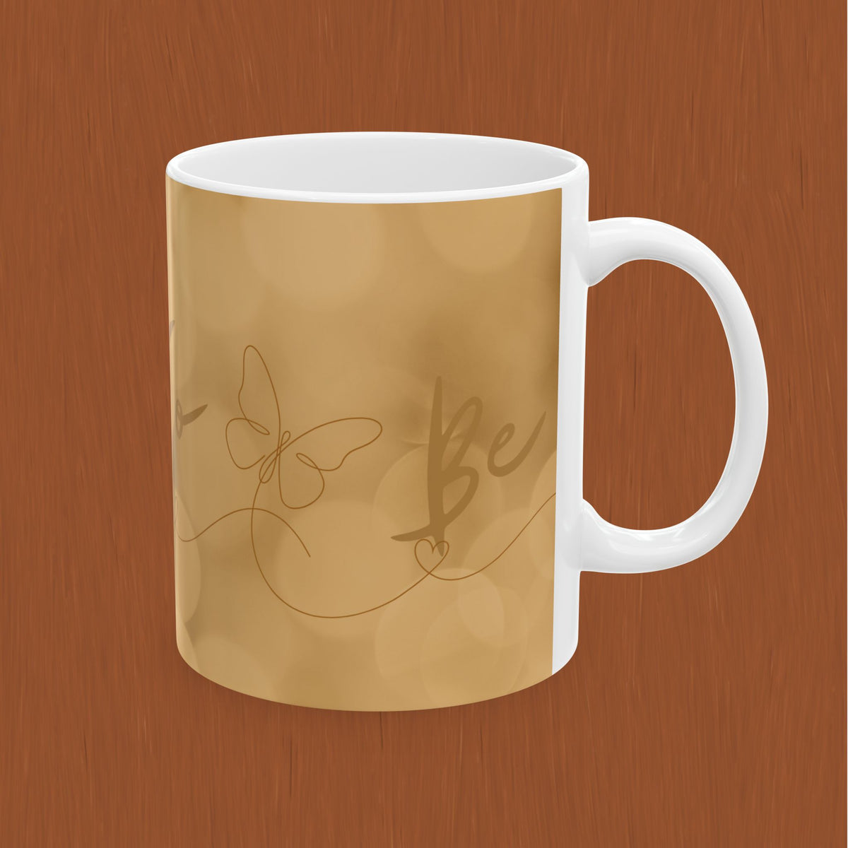 Gold Script 'Just To Be' Ceramic Mug — Elegant Personalized Tea or Coffee Cup (11oz)