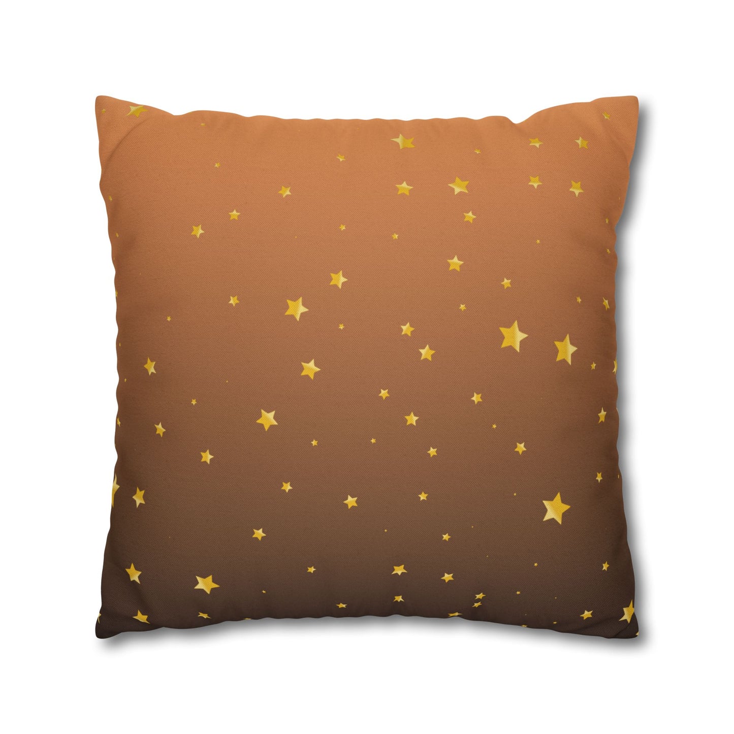 Golden Starry Night Pillow Cover — Brown Gradient Square Throw Pillowcase