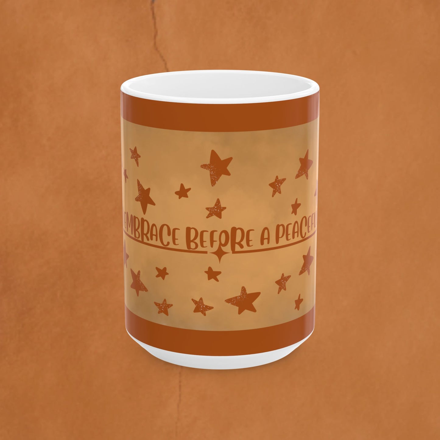 Inspirational Ceramic Mug — "A Warm Embrace Before a Peaceful Night" Starry Coffee or Tea Cup (11oz/15oz)