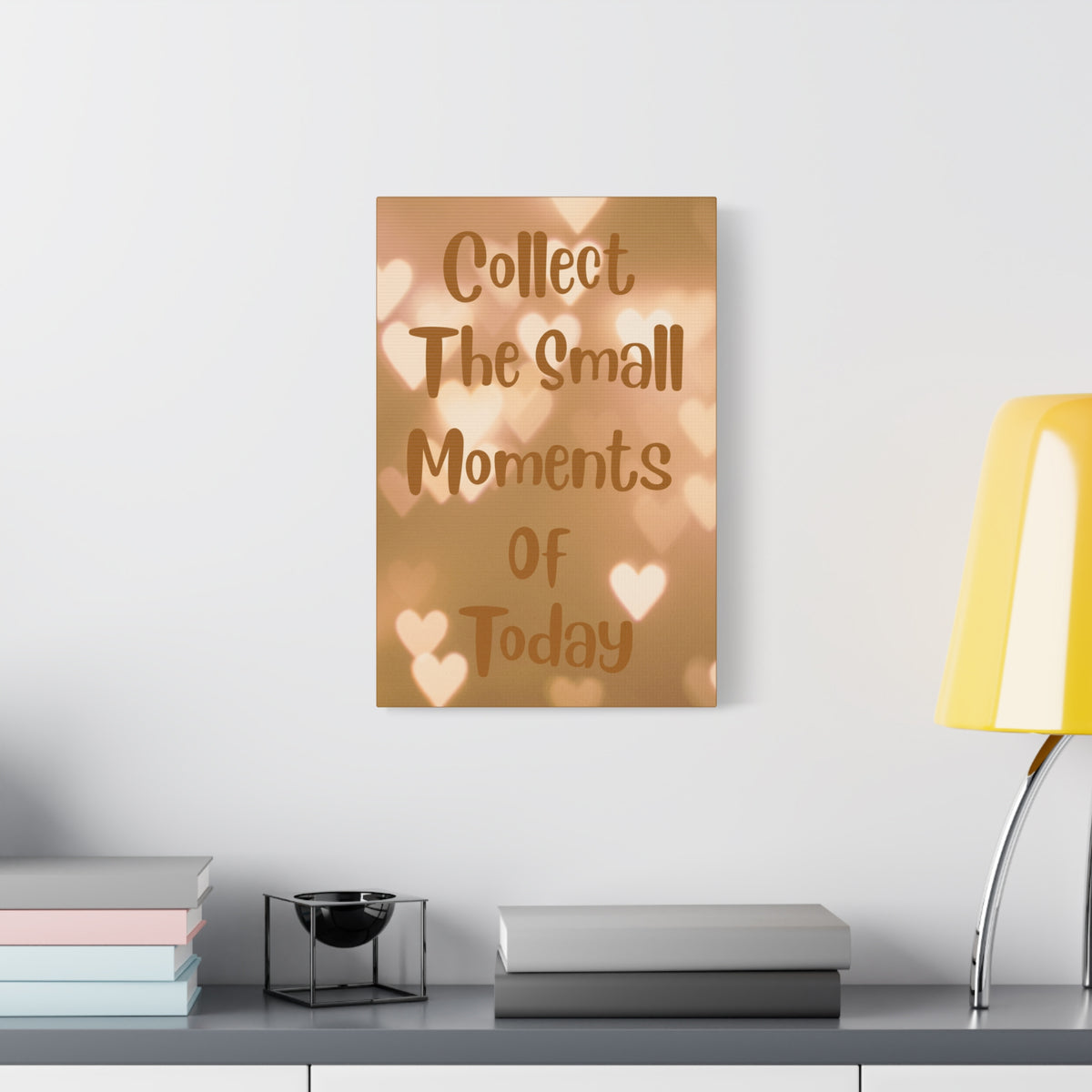 Motivational Canvas Wall Art – "Collect the Small Moments of Today" Cozy Bedroom Quote Print