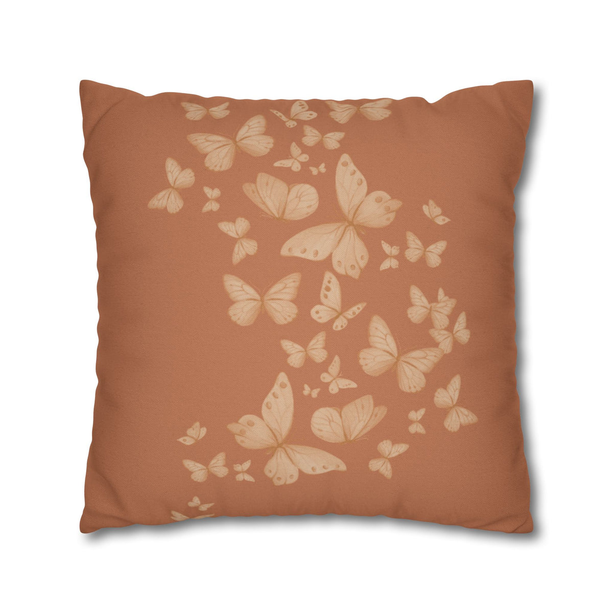 Butterfly Scatter Decorative Pillowcase — Rust Orange Square Throw Pillow Cover
