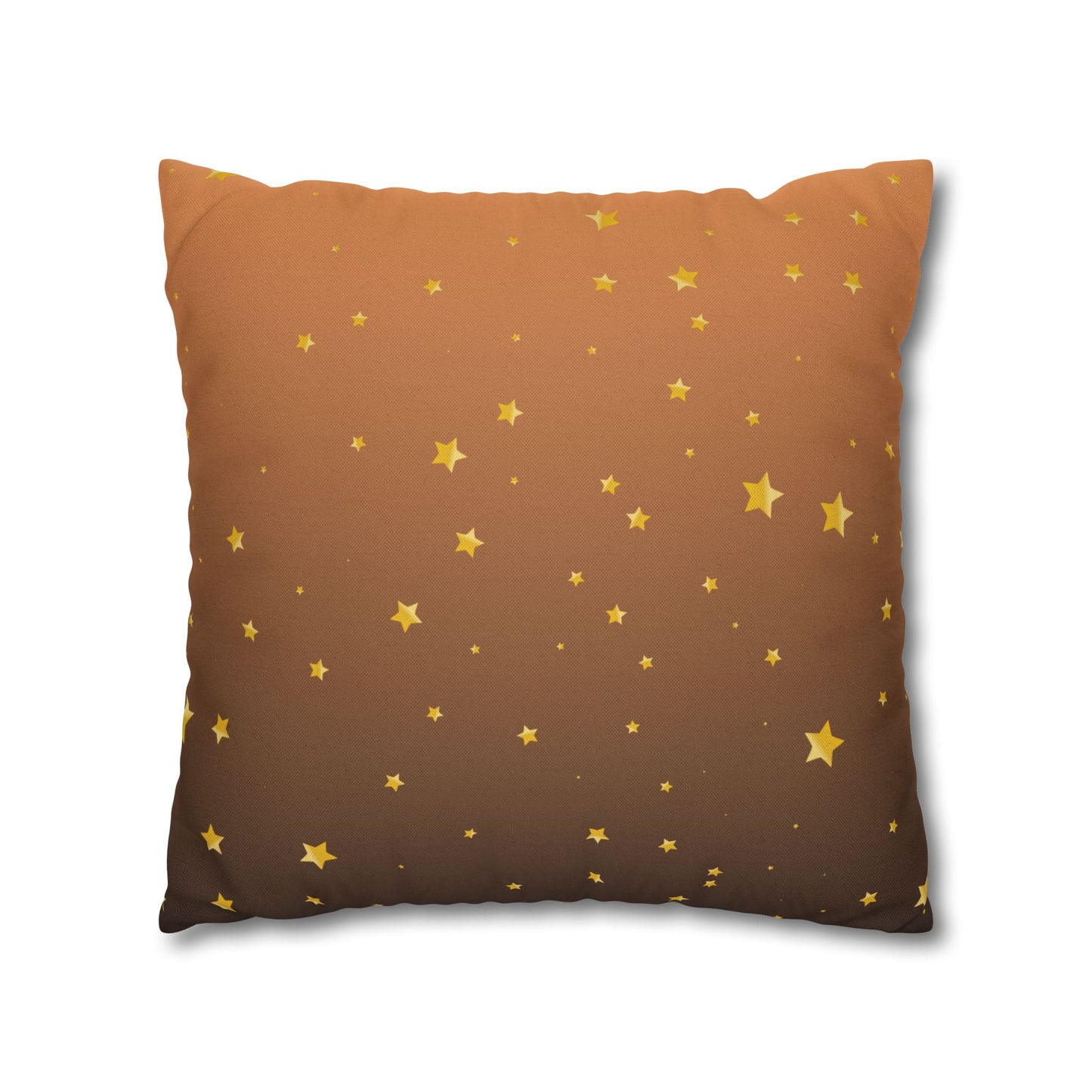 Golden Starry Night Pillow Cover — Brown Gradient Square Throw Pillowcase