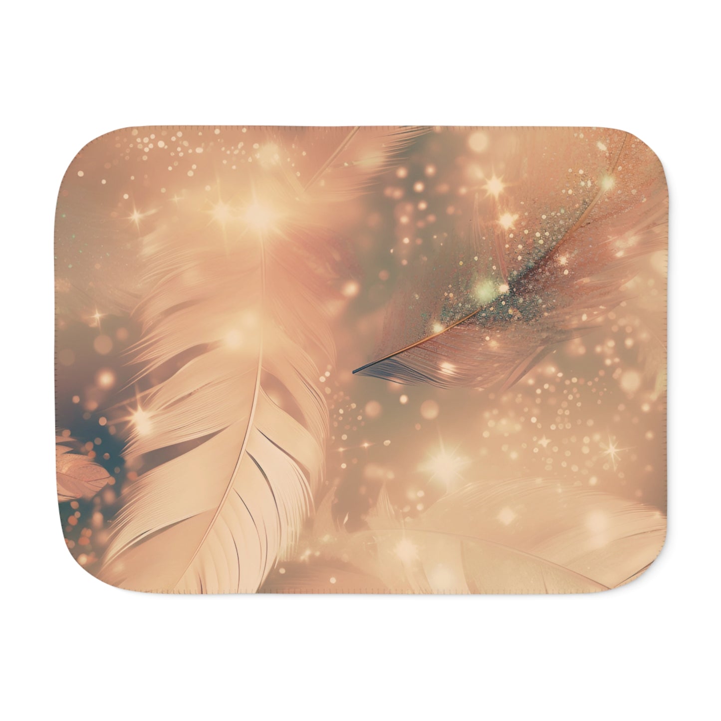 Featherlight Dream Sherpa Blanket — Cozy Beige Feather & Sparkle Throw