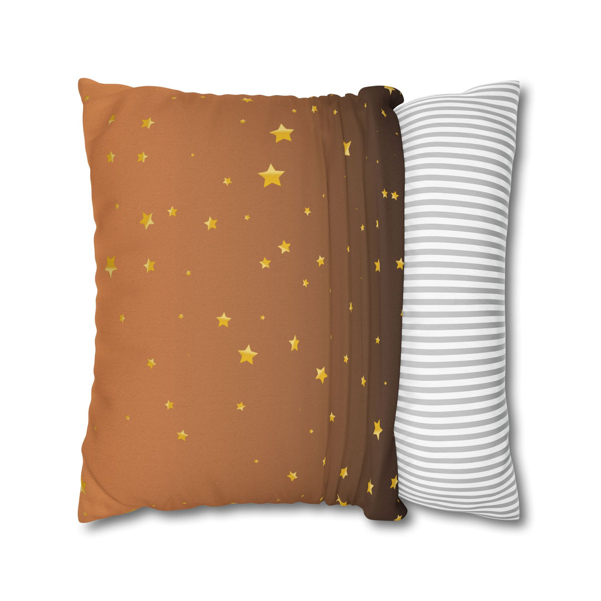 Golden Starry Night Pillow Cover — Brown Gradient Square Throw Pillowcase