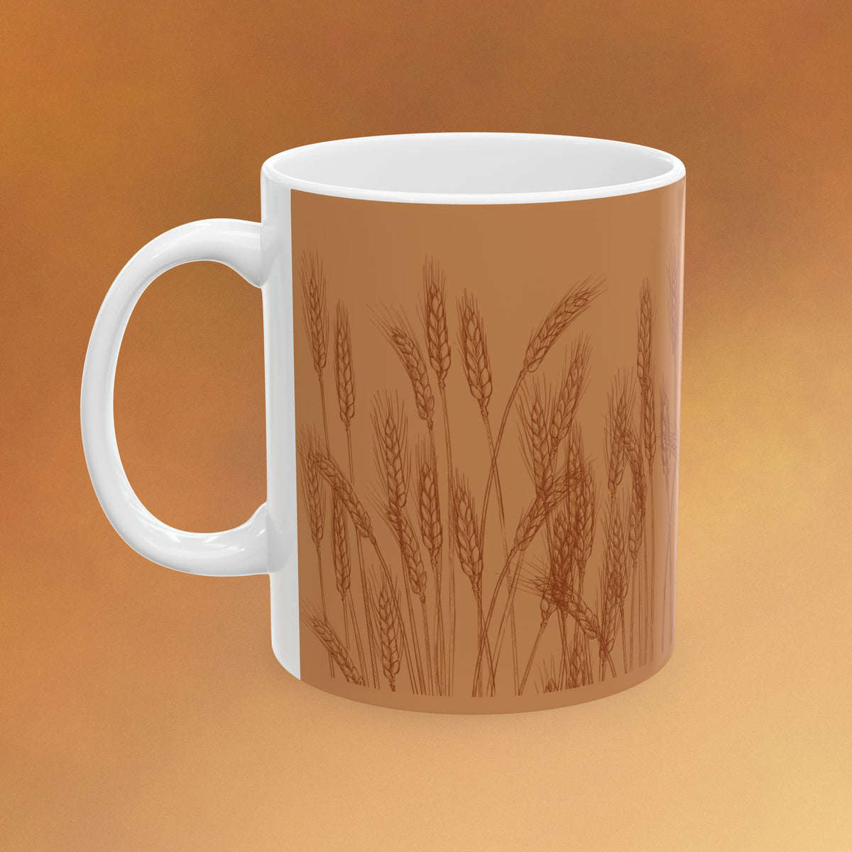 Harvest Wheat Ceramic Mug — Rustic Autumn Tea or Coffee Cup (11oz, 15oz)