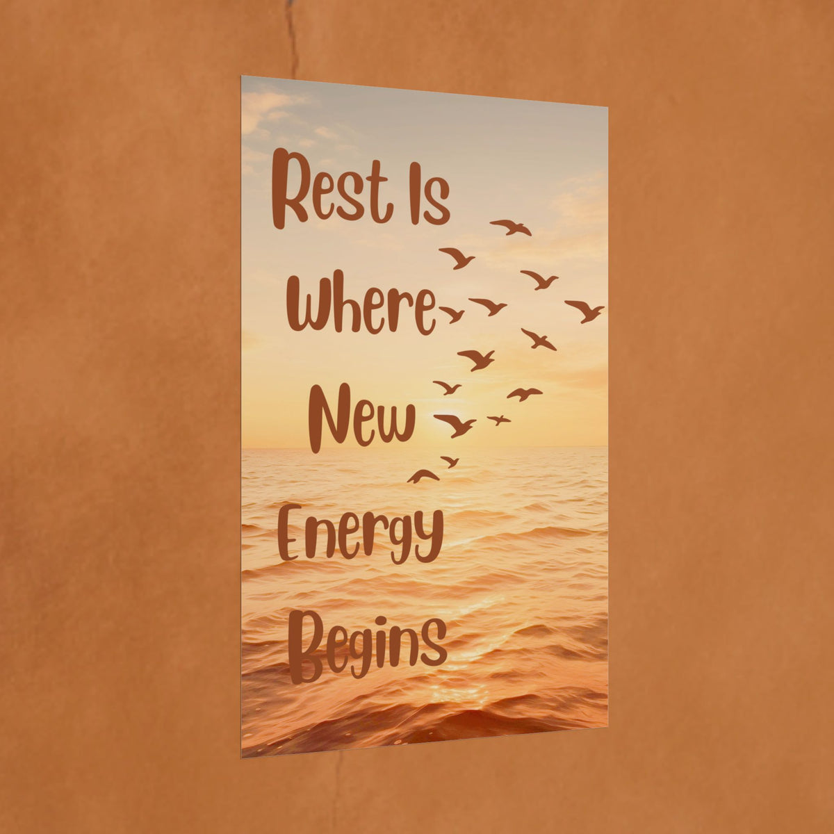Rest Is Where New Energy Begins — Inspirational Ocean Poster