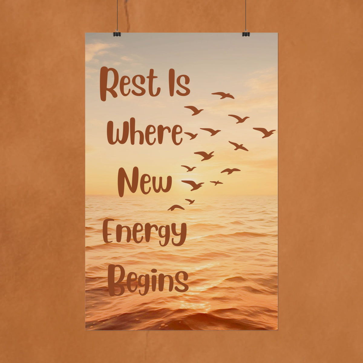 Rest Is Where New Energy Begins — Inspirational Ocean Poster