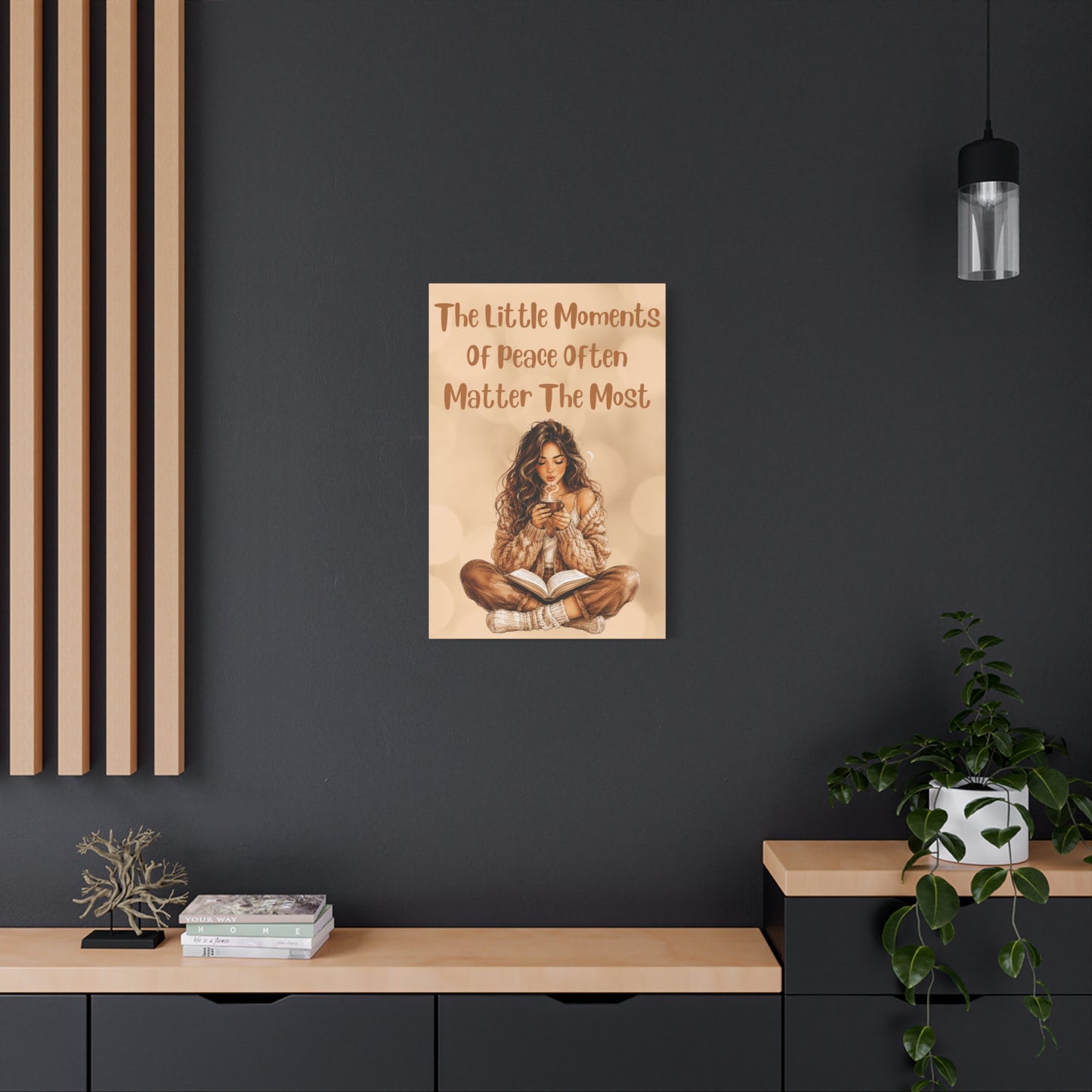 Canvas Wall Art - "The Little Moments of Peace Often Matter the Most" Cozy Reading Girl Print