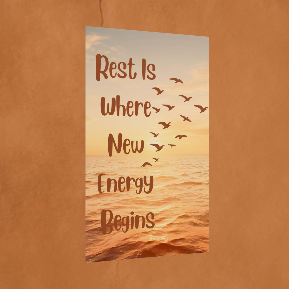 Rest Is Where New Energy Begins — Inspirational Ocean Poster