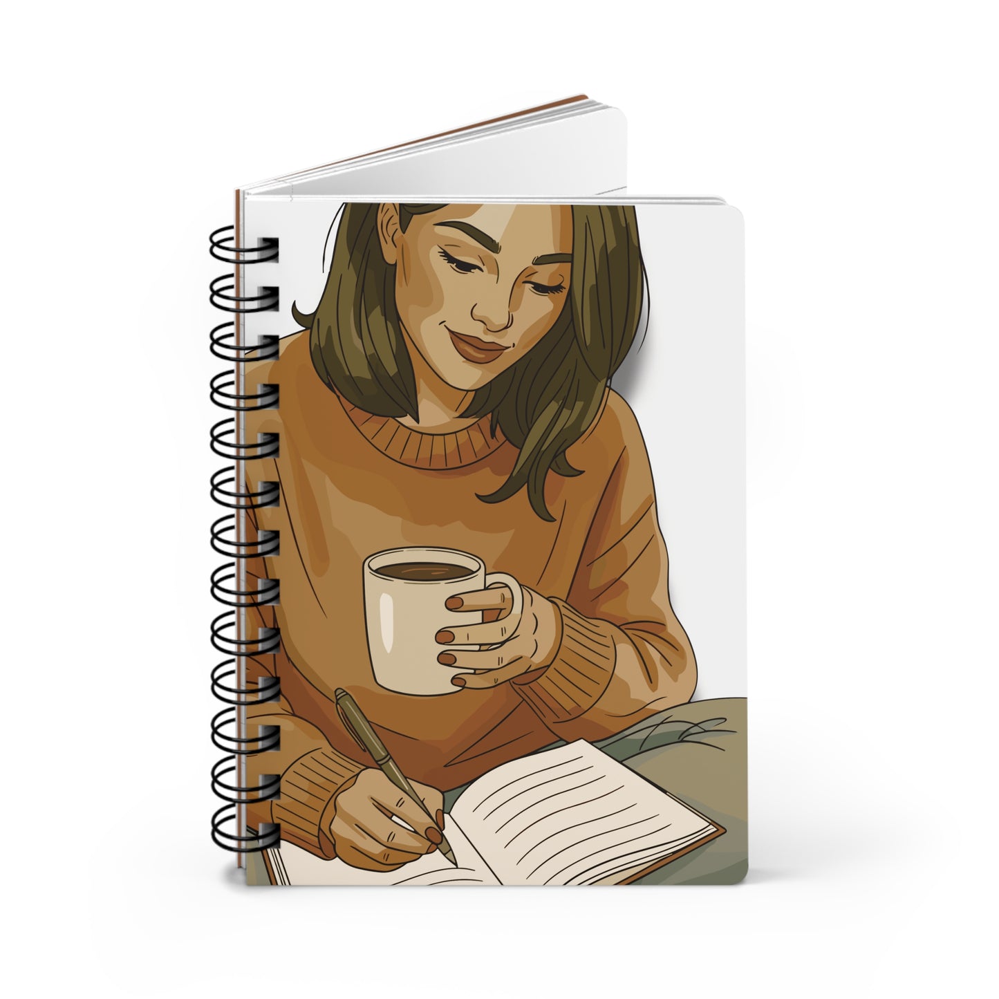 Cozy Coffee Journal — Spiral-Bound Notebook for Daily Writing & Journaling
