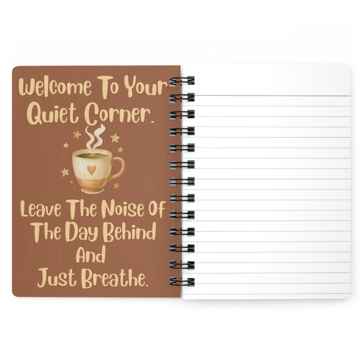 Cozy Evenings Spiral Notebook — "Warm Tea, Soft Blankets & A Heart At Rest" Journal