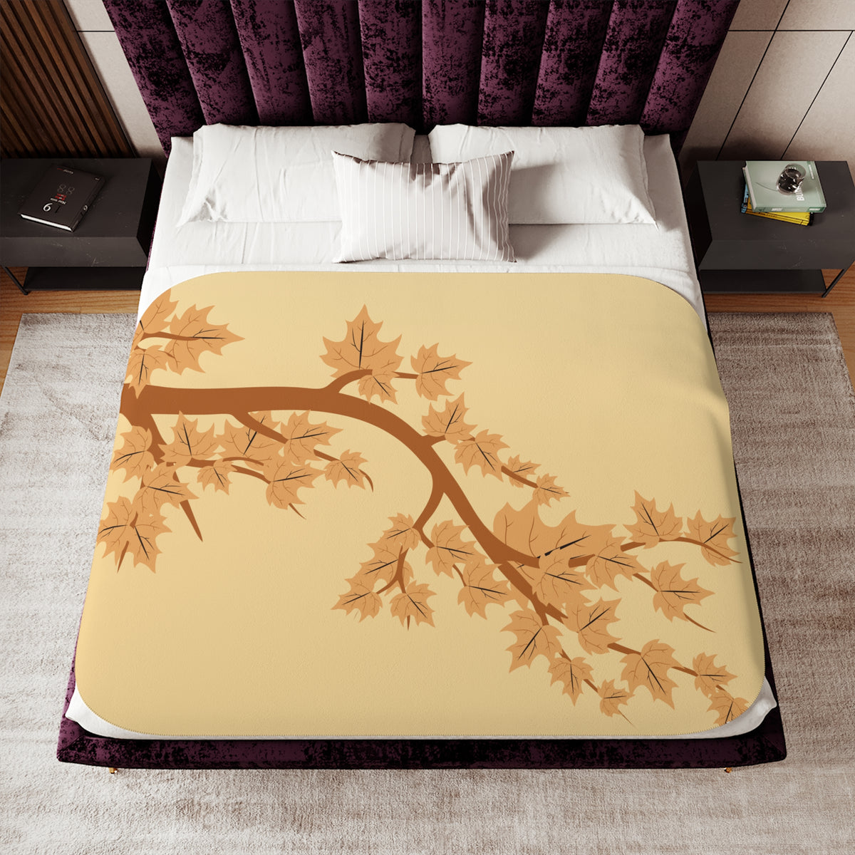 Autumn Maple Sherpa Blanket — Cozy Fall Leaf Throw