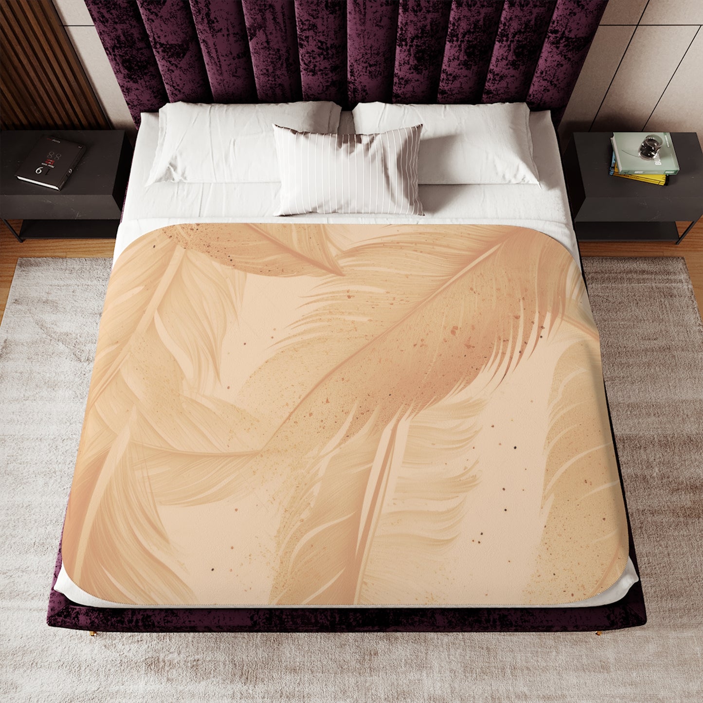 Feather Dream Sherpa Blanket – Soft Beige Cozy Throw for Home & Gifting