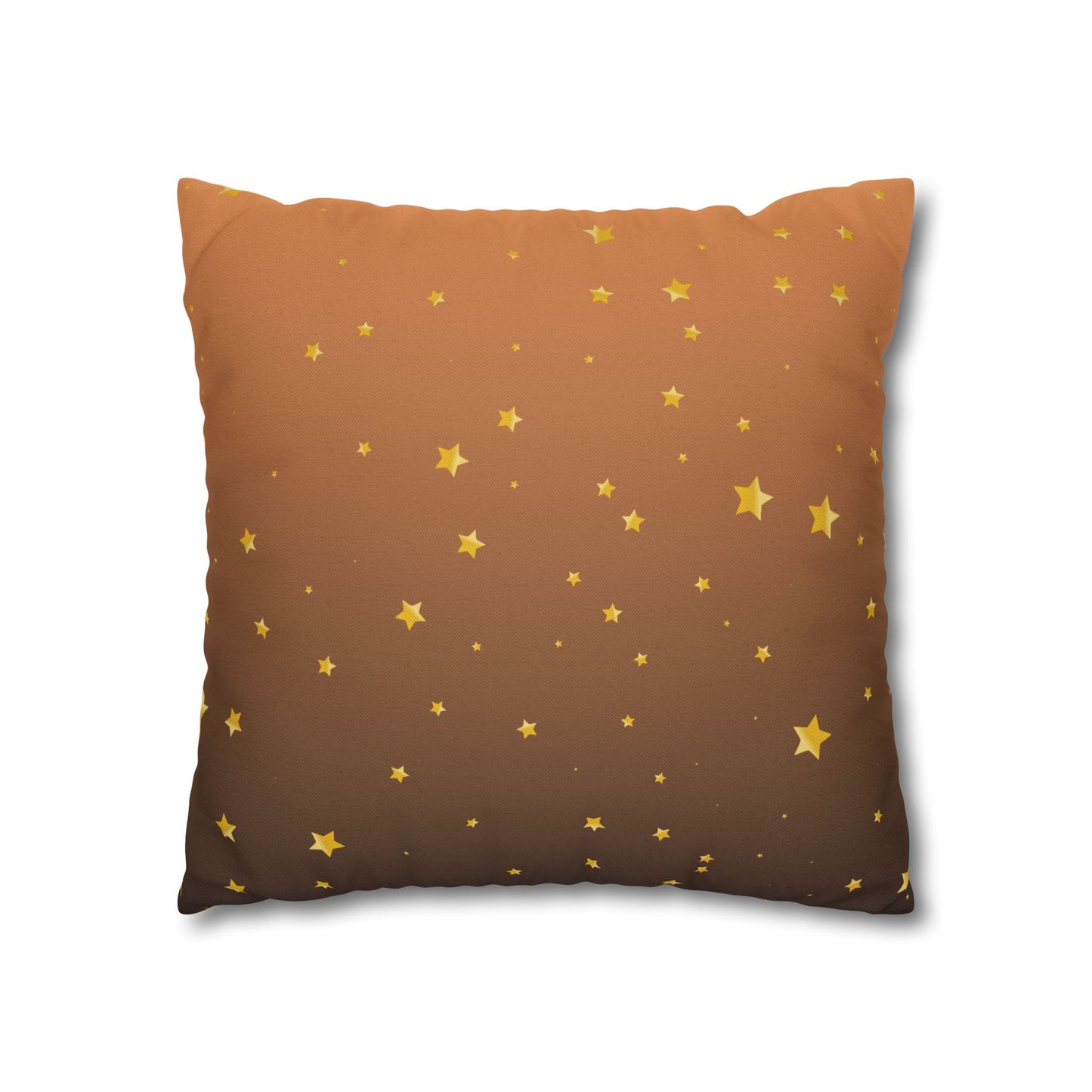 Golden Starry Night Pillow Cover — Brown Gradient Square Throw Pillowcase