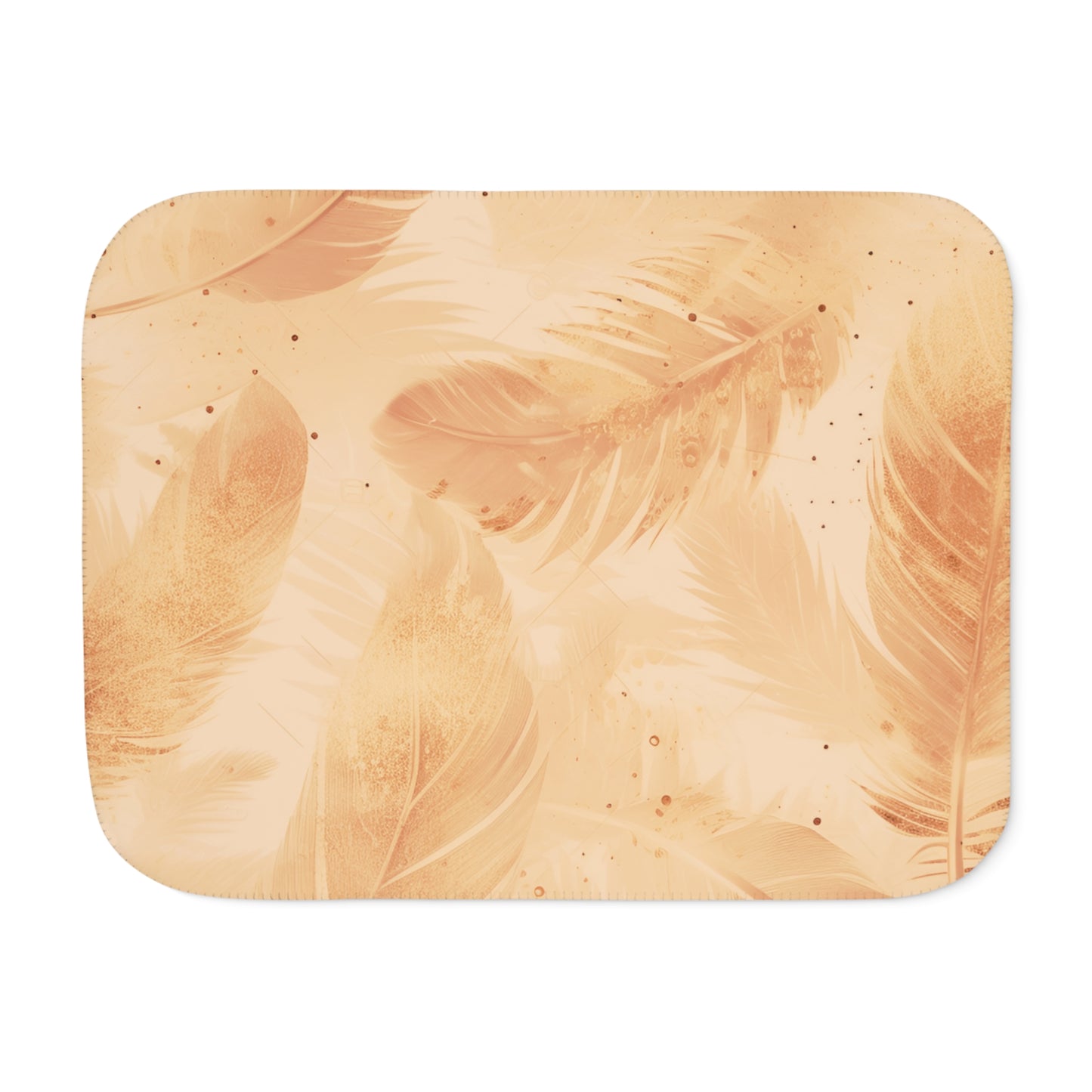 Feather Soft Sherpa Blanket — Cozy Beige Feather Print Throw