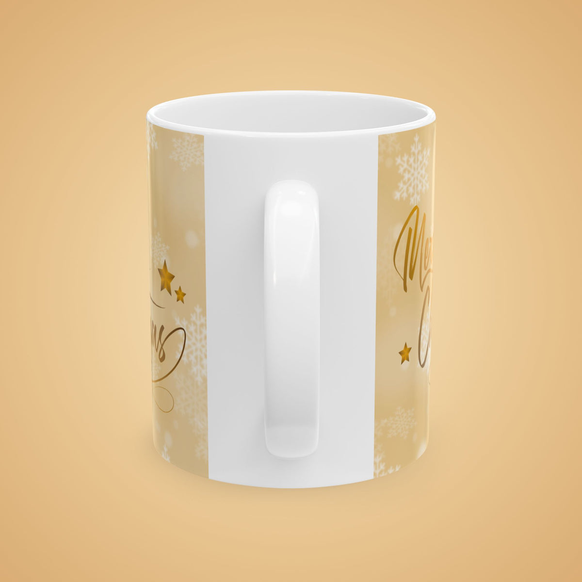 Merry Christmas Gold Ceramic Mug – Festive Holiday Coffee Or Tea Cup (11oz & 15oz)