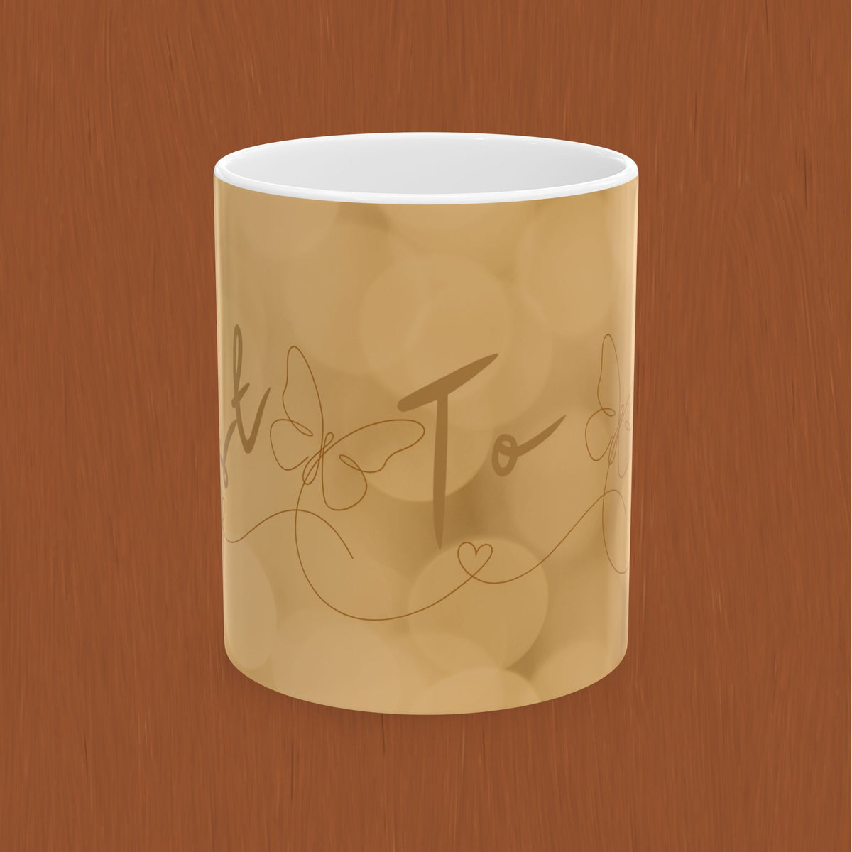 Gold Script 'Just To Be' Ceramic Mug — Elegant Personalized Tea or Coffee Cup (11oz)