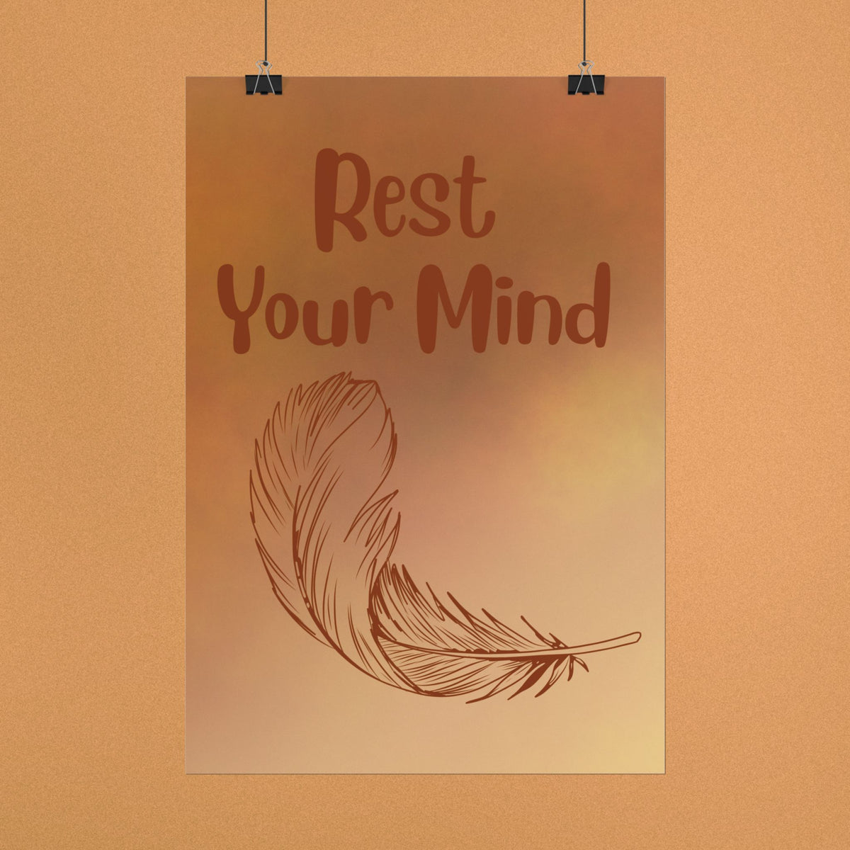 Rest Your Mind Feather Poster — Calming Wall Art for Relaxation & Meditation