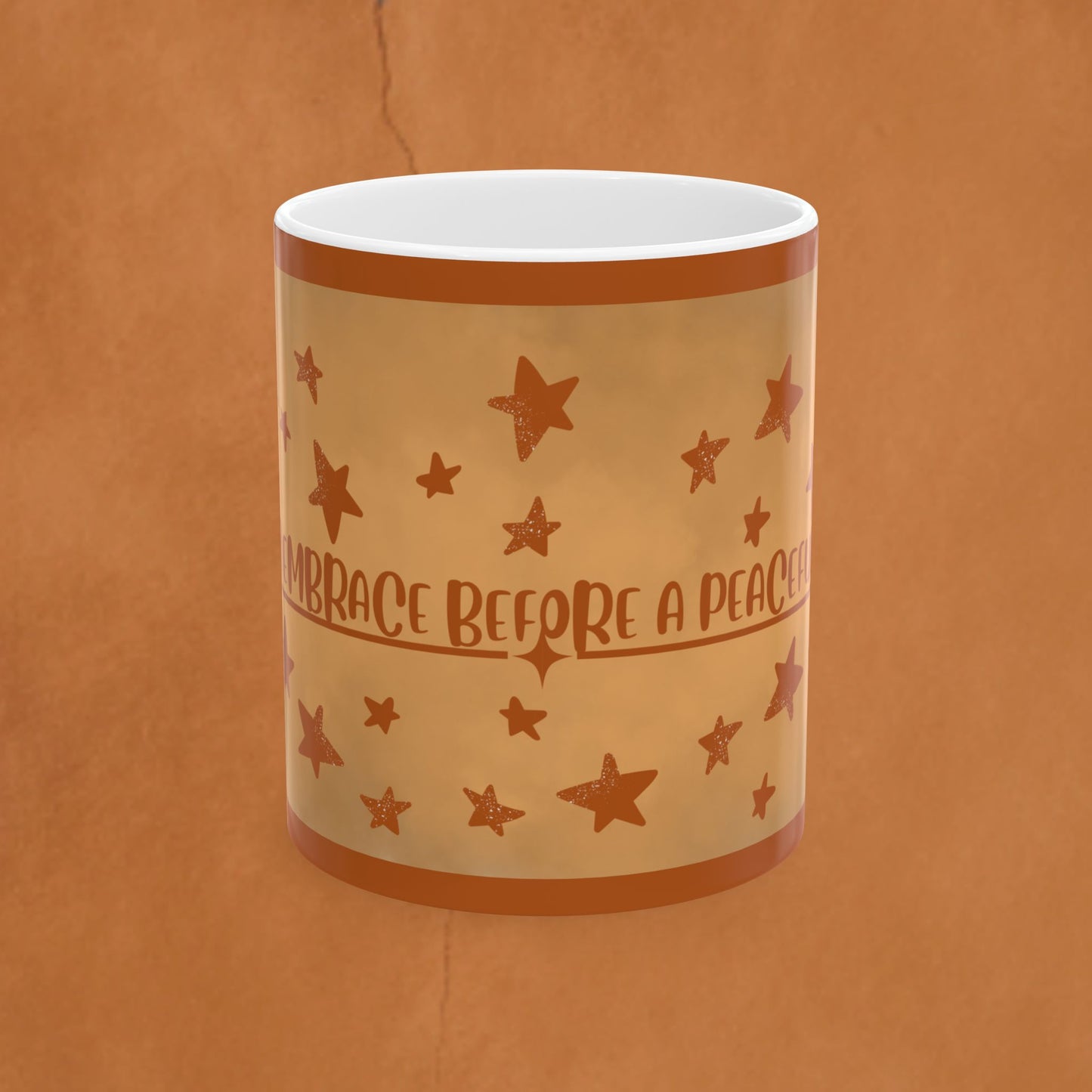 Inspirational Ceramic Mug — "A Warm Embrace Before a Peaceful Night"  Starry Coffee or Tea Cup (11oz/15oz)