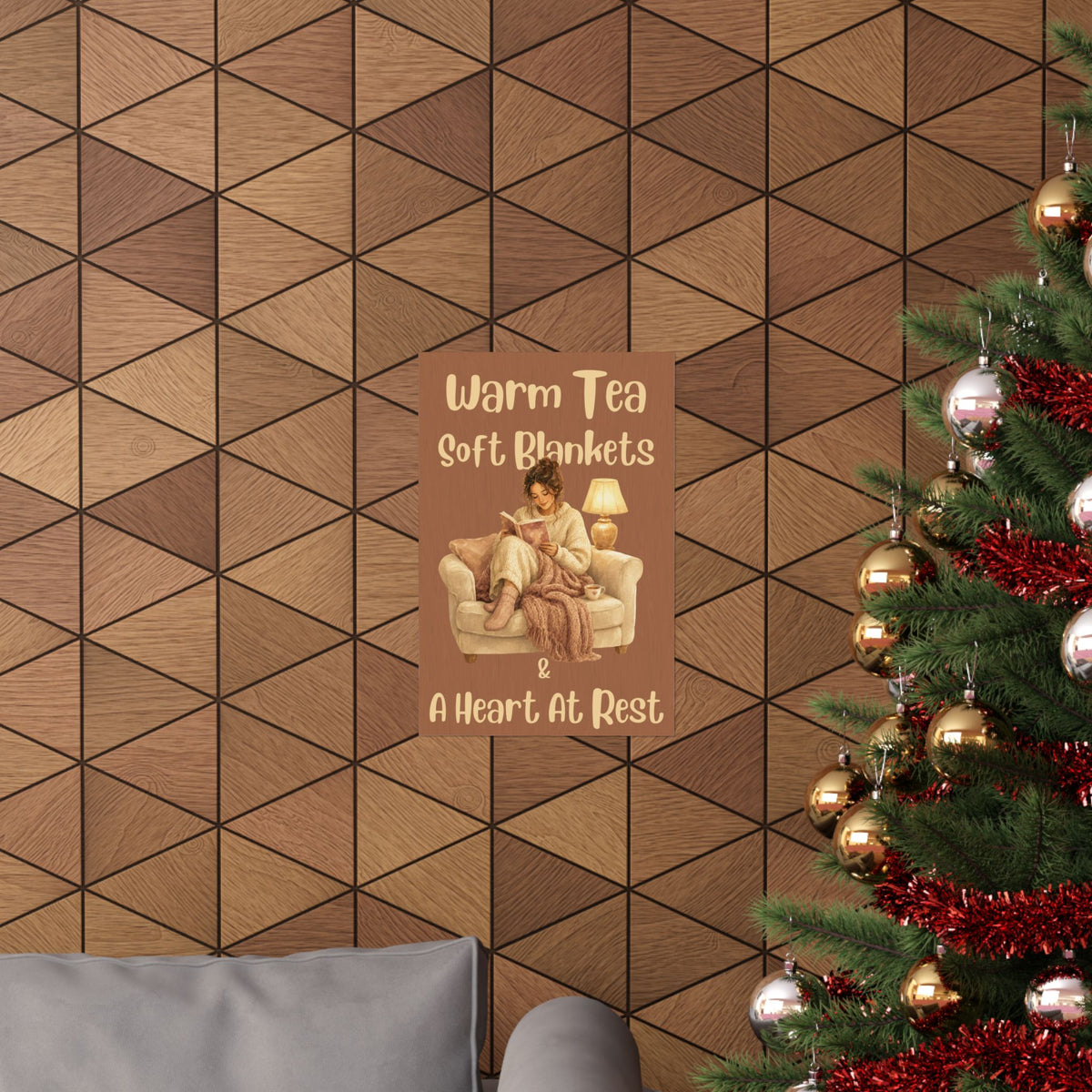 Warm Tea, Soft Blankets & A Heart at Rest Poster — Cozy Reading Room Wall Art