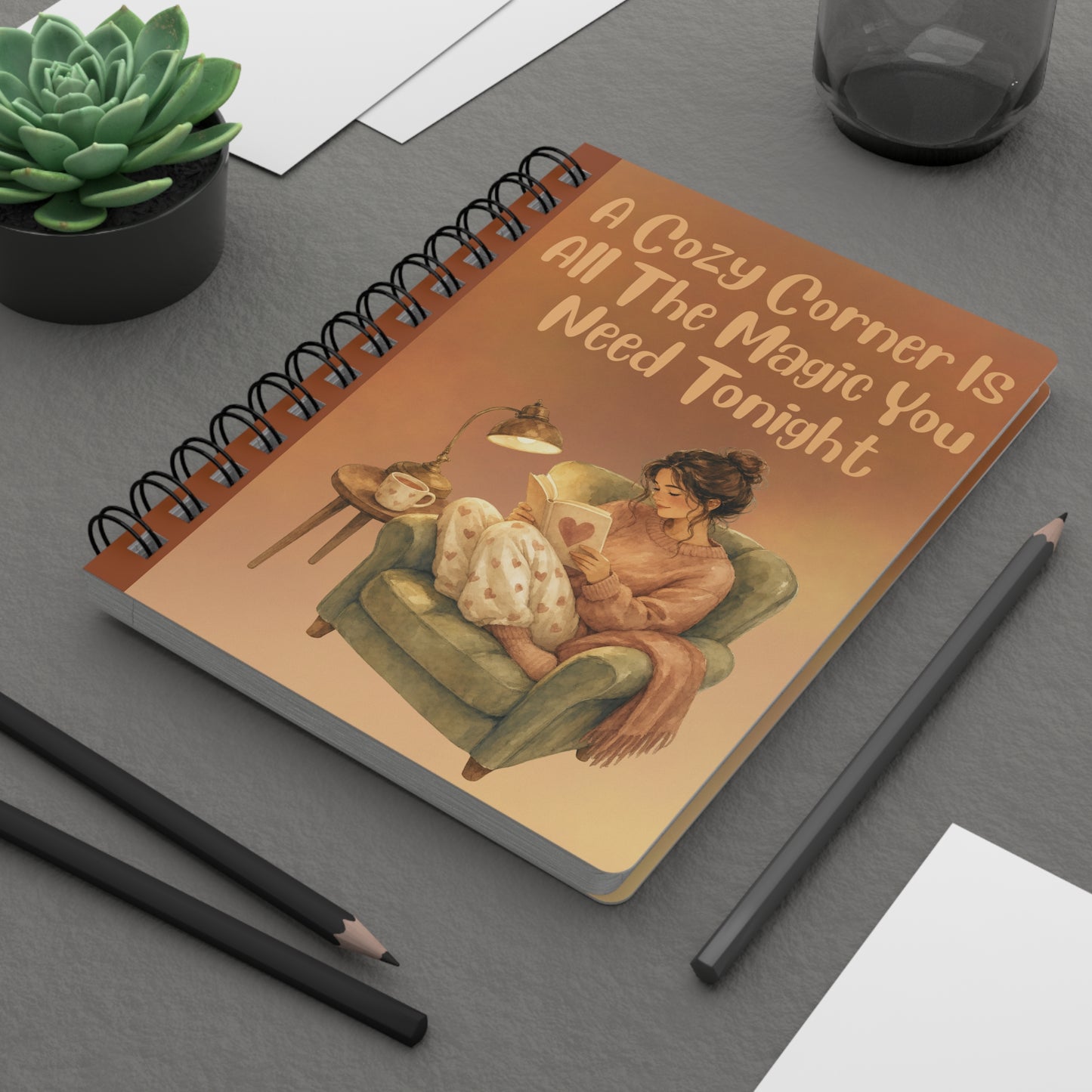 Cozy Corner Spiral Journal – 'A Cozy Corner Is All The Magic You Need Tonight'