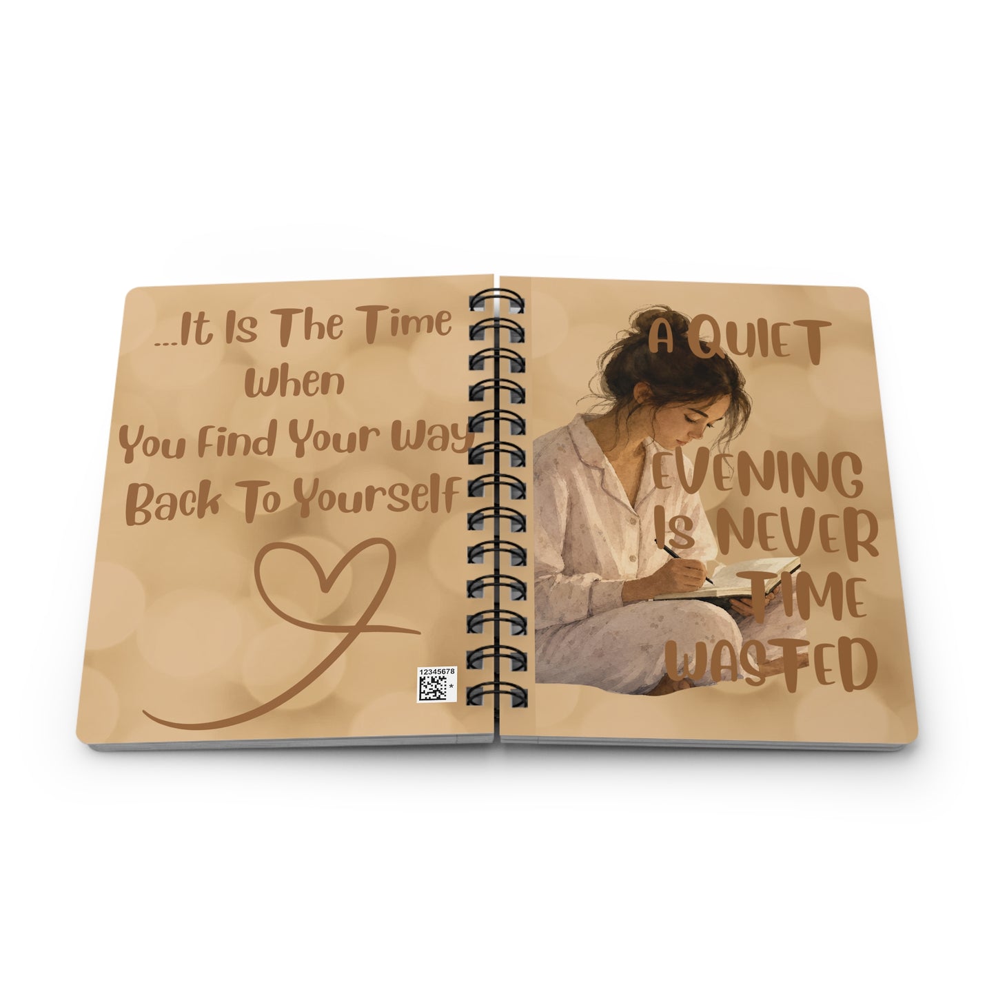 Sleep Quote Spiral Journal – "A Quiet Evening Is Never Time Wasted" Beige Inspirational Notebook Gift