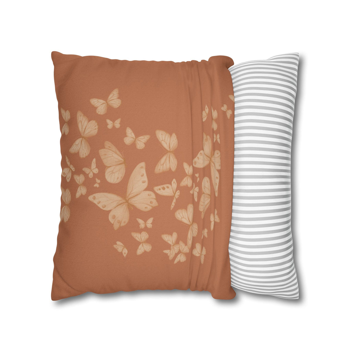 Butterfly Scatter Decorative Pillowcase — Rust Orange Square Throw Pillow Cover