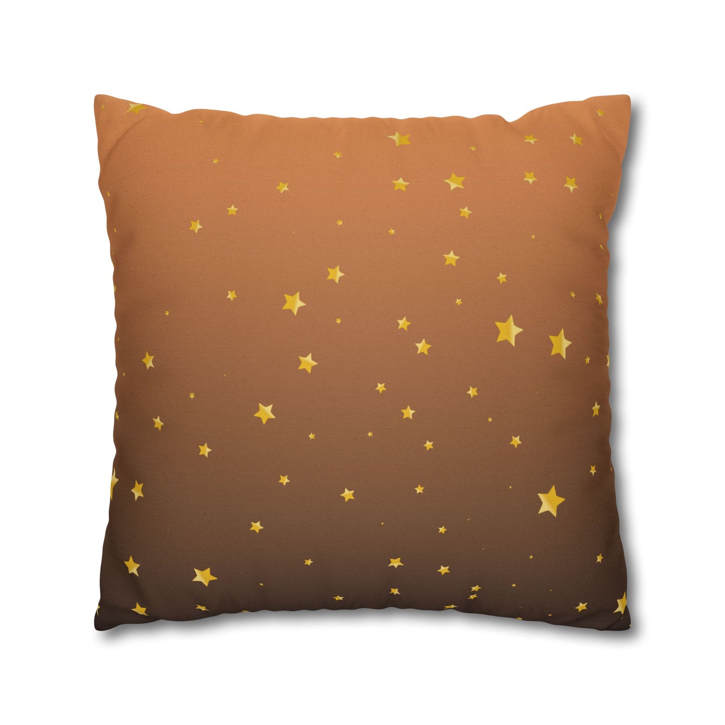 Golden Starry Night Pillow Cover — Brown Gradient Square Throw Pillowcase