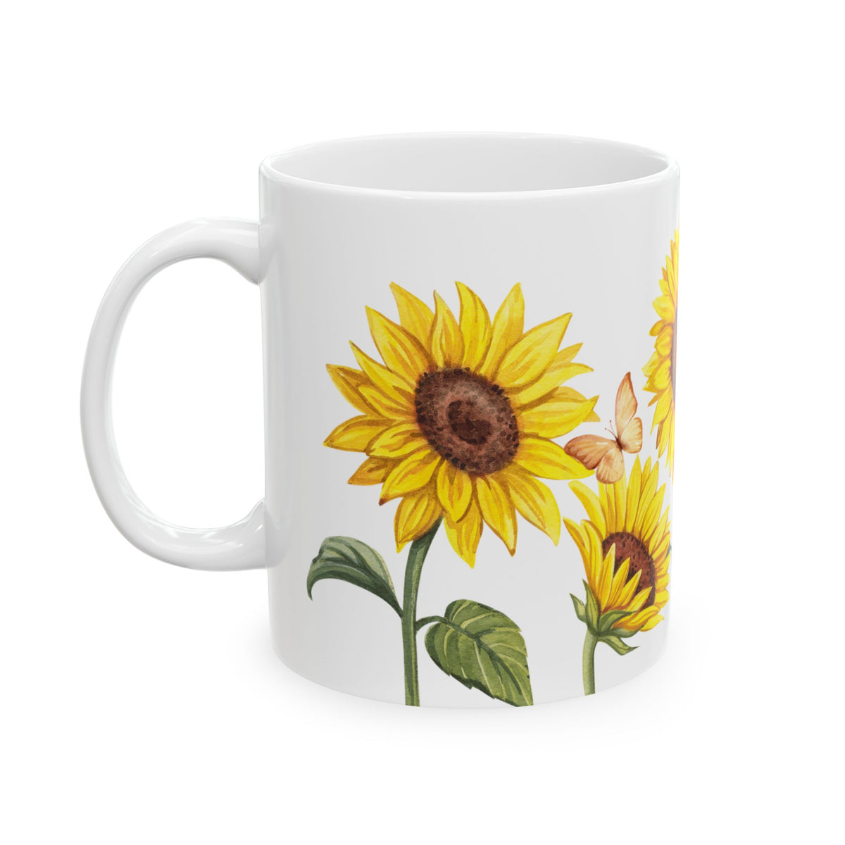Sunflower Ceramic Mug — Bright Yellow Floral Tea or Coffee Cup (11oz & 15oz)