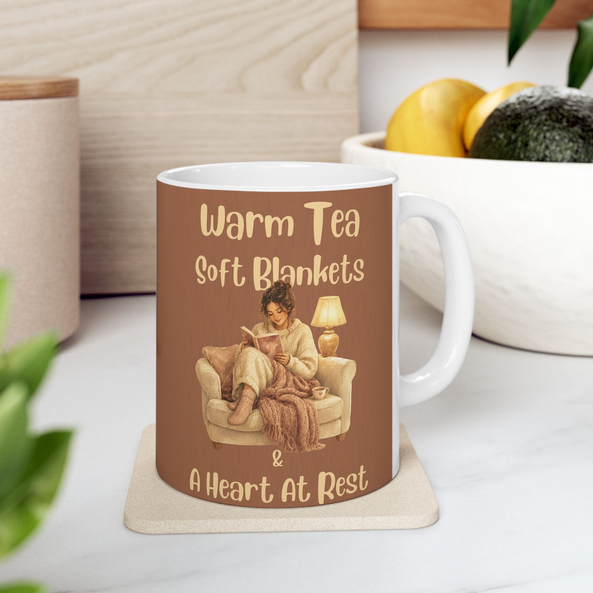 Cozy Ceramic Mug — 'Warm Tea, Soft Blankets, A Heavy Heart' Comfort Tea Or Coffee Cup (11oz/15oz)
