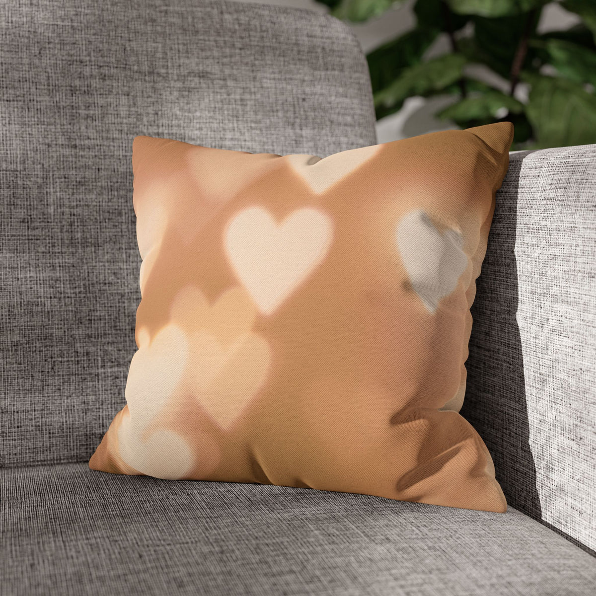 Romantic Heart Bokeh Decorative Pillowcase – Warm Glow Square Pillow Cover Cozy Home Decor
