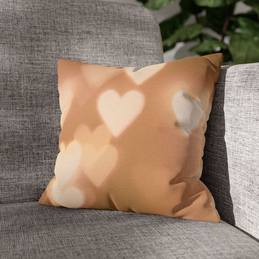 Romantic Heart Bokeh Decorative Pillowcase – Warm Glow Square Pillow Cover Cozy Home Decor