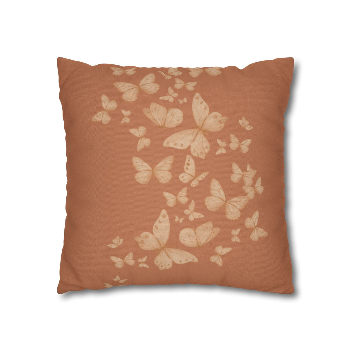 Butterfly Scatter Decorative Pillowcase — Rust Orange Square Throw Pillow Cover