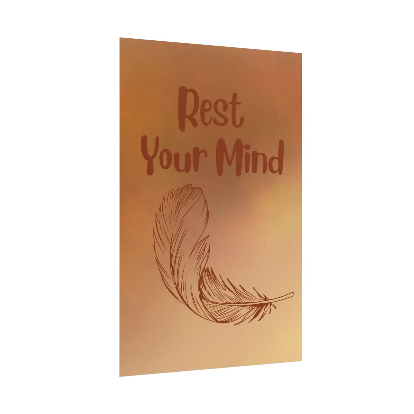 Rest Your Mind Feather Poster — Calming Wall Art for Relaxation & Meditation