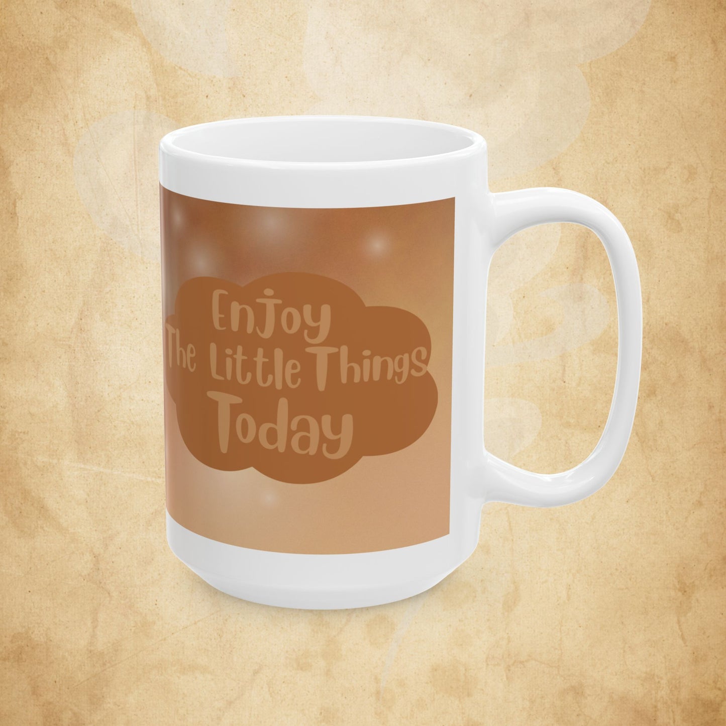 Brown Cloud Ceramic Mug — "Enjoy the Little Things" Coffee Tea Cup (11oz & 15oz)