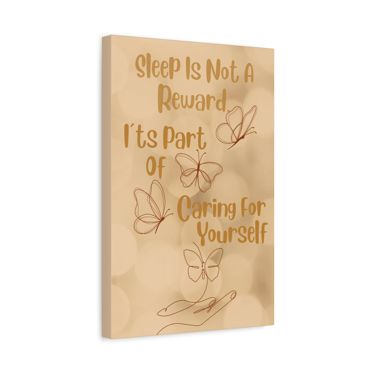 Sleep Self-Care Canvas Wall Art – "Sleep Is Not A Reward, It’s Part Of Caring For Yourself" Butterfly Bedroom Print