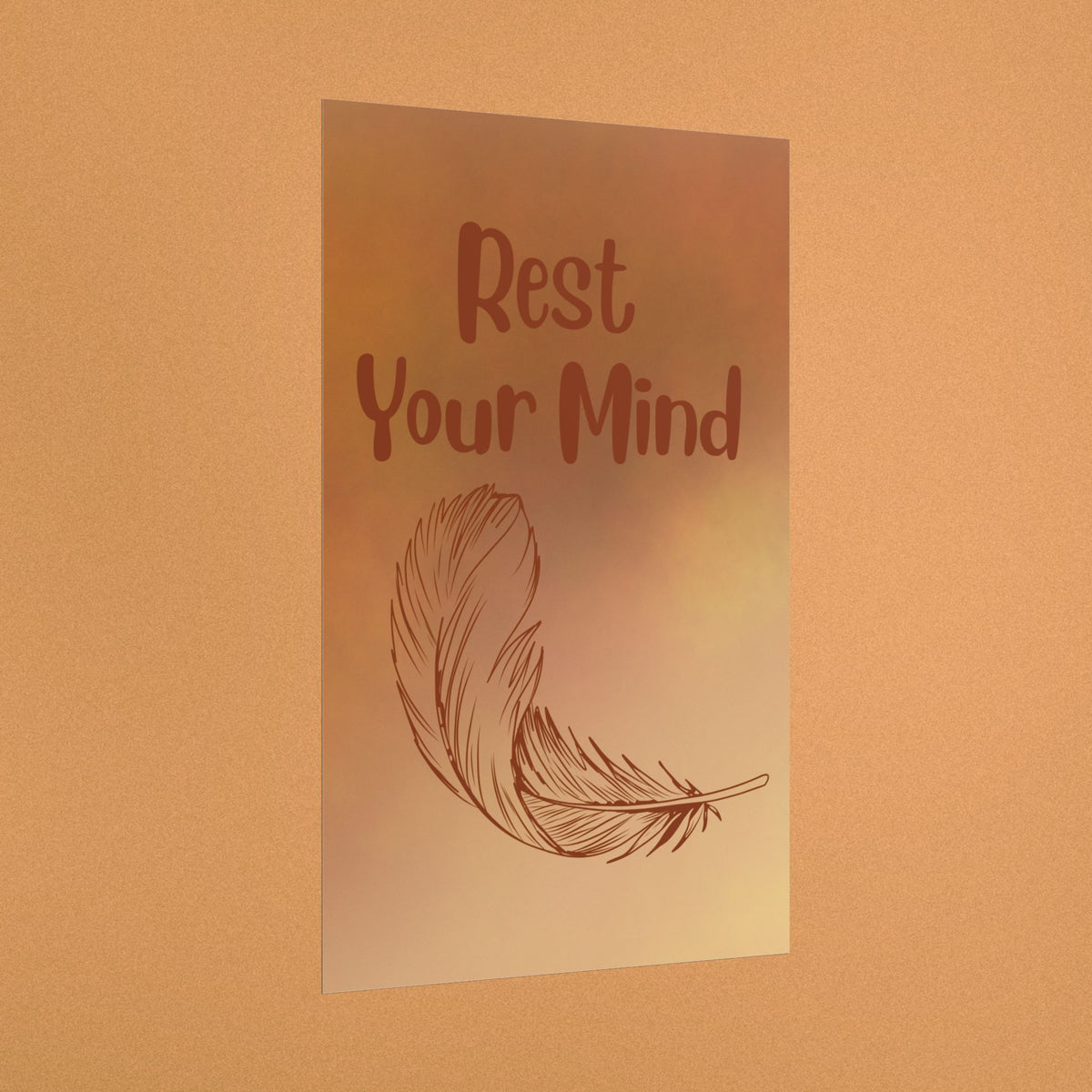 Rest Your Mind Feather Poster — Calming Wall Art for Relaxation & Meditation
