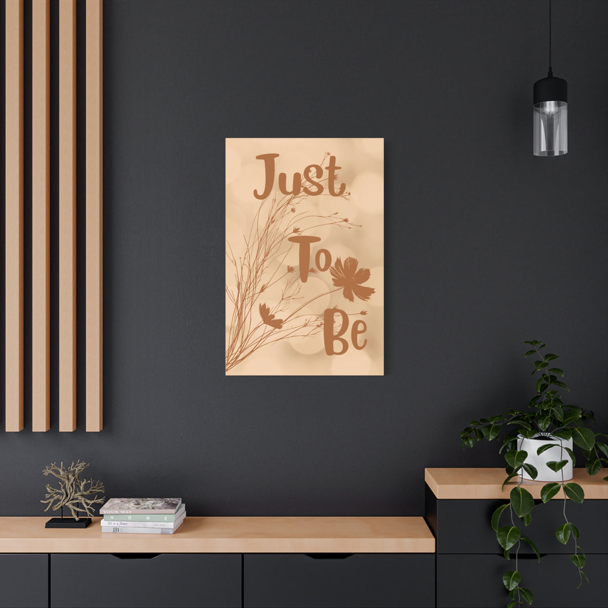 Botanical Canvas Wall Art – "Just To Be" Neutral Boho Bedroom Decor Stretched Print
