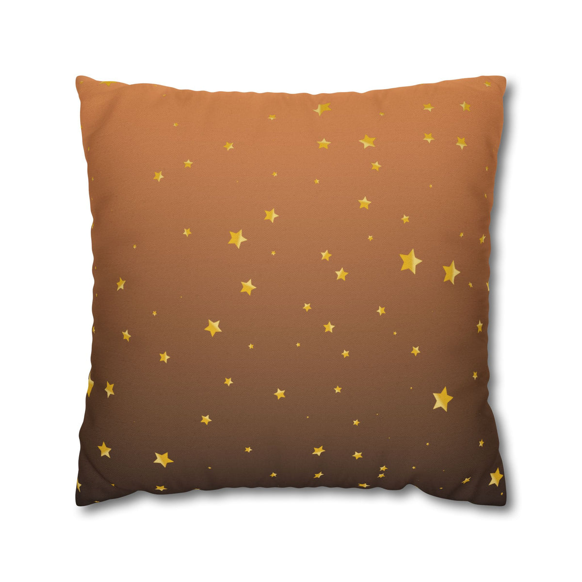 Golden Starry Night Pillow Cover — Brown Gradient Square Throw Pillowcase