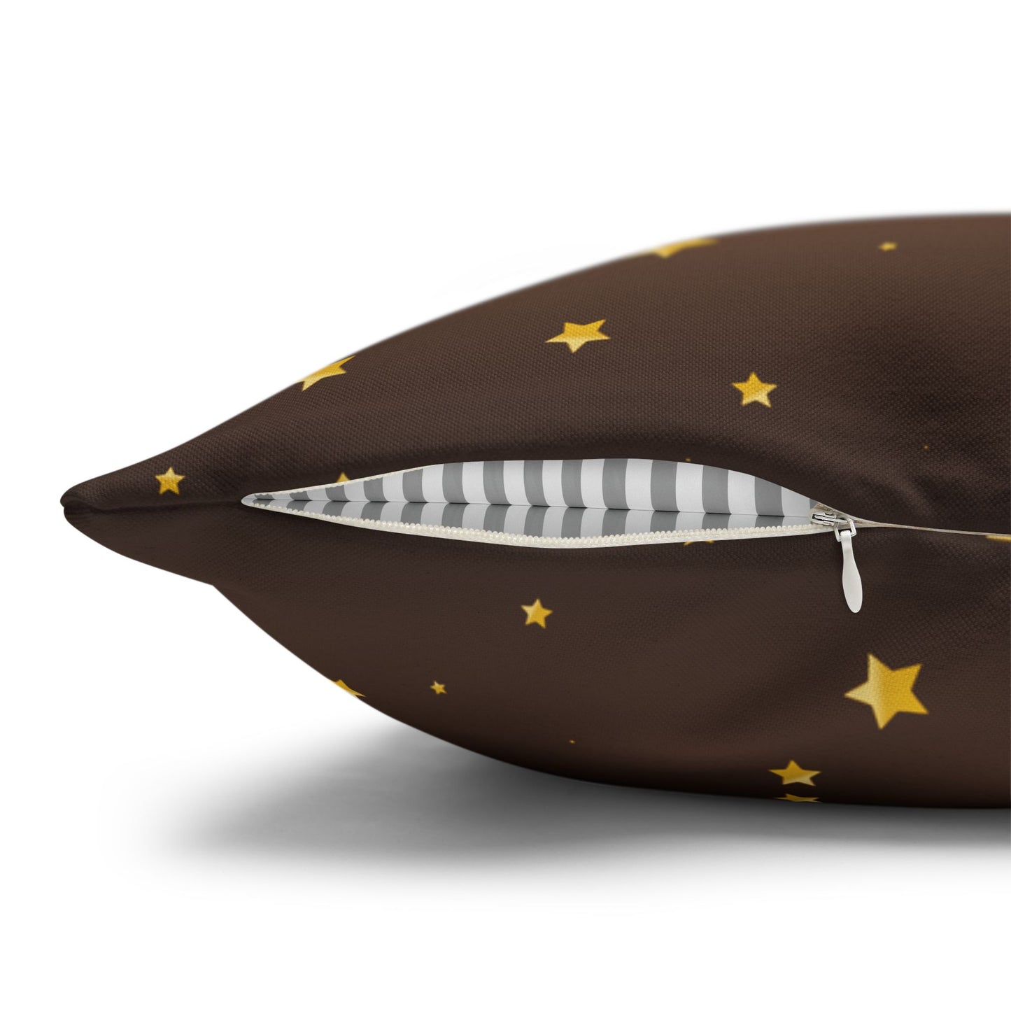 Golden Starry Night Pillow Cover — Brown Gradient Square Throw Pillowcase