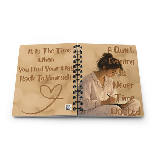A quiet evening is never time wasted. Spiral Bound Journal in Beige