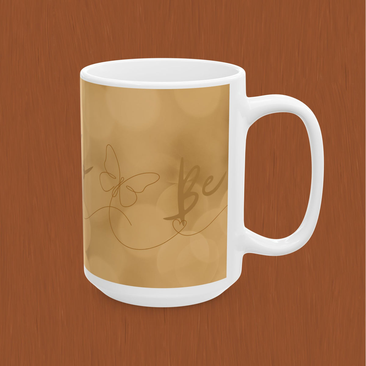 Gold Script 'Just To Be' Ceramic Mug — Elegant Personalized Tea or Coffee Cup (11oz)