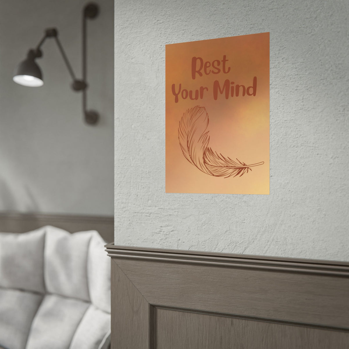 Rest Your Mind Feather Poster — Calming Wall Art for Relaxation & Meditation