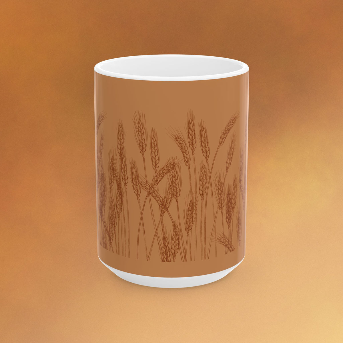 Harvest Wheat Ceramic Mug — Rustic Autumn Tea or Coffee Cup (11oz, 15oz)