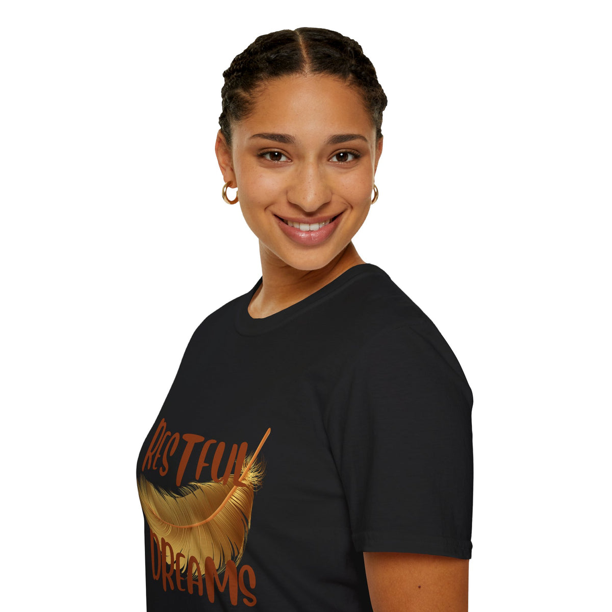 Restful Dreams T-Shirt — Sleep Well, Live Well Feather Graphic