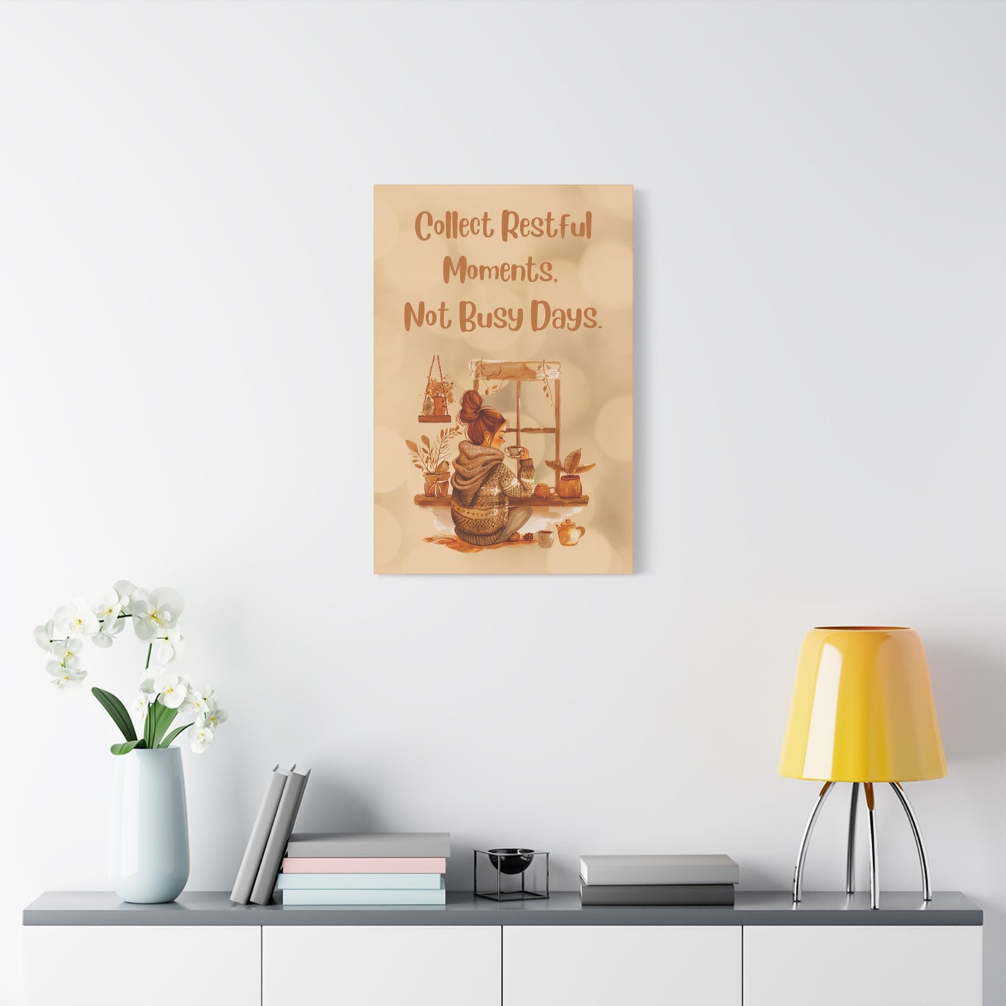 Collect Restful Moments Canvas Wall Art — Cozy Self-Care Quote Print