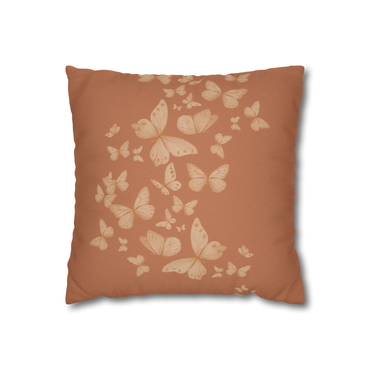 Butterfly Scatter Decorative Pillowcase — Rust Orange Square Throw Pillow Cover