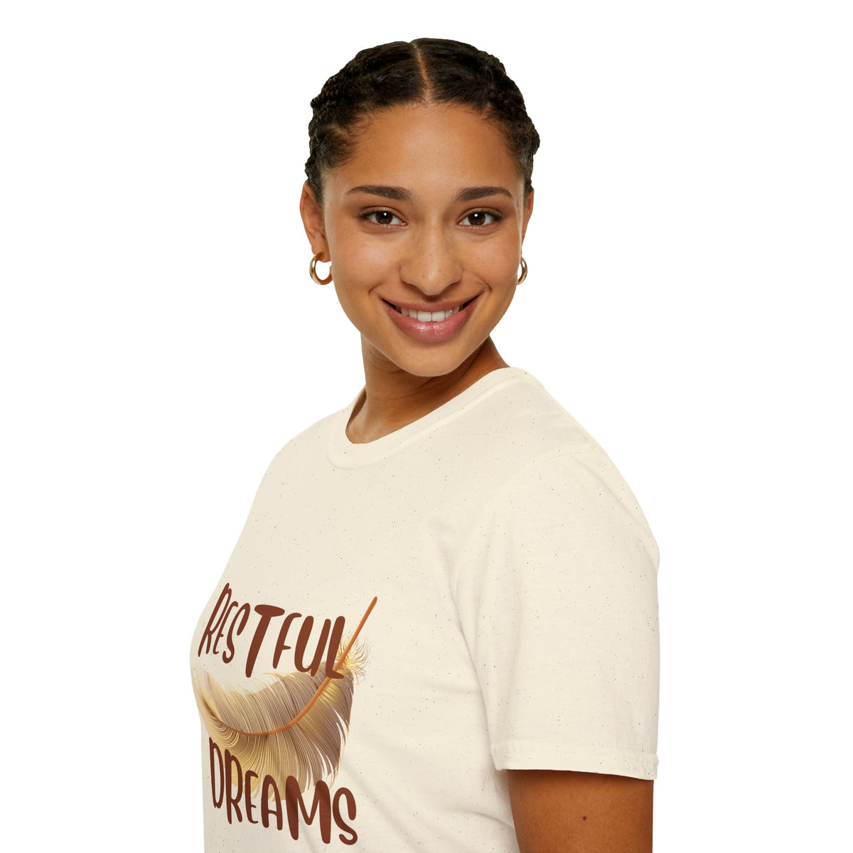 Restful Dreams T-Shirt — Sleep Well, Live Well Feather Graphic