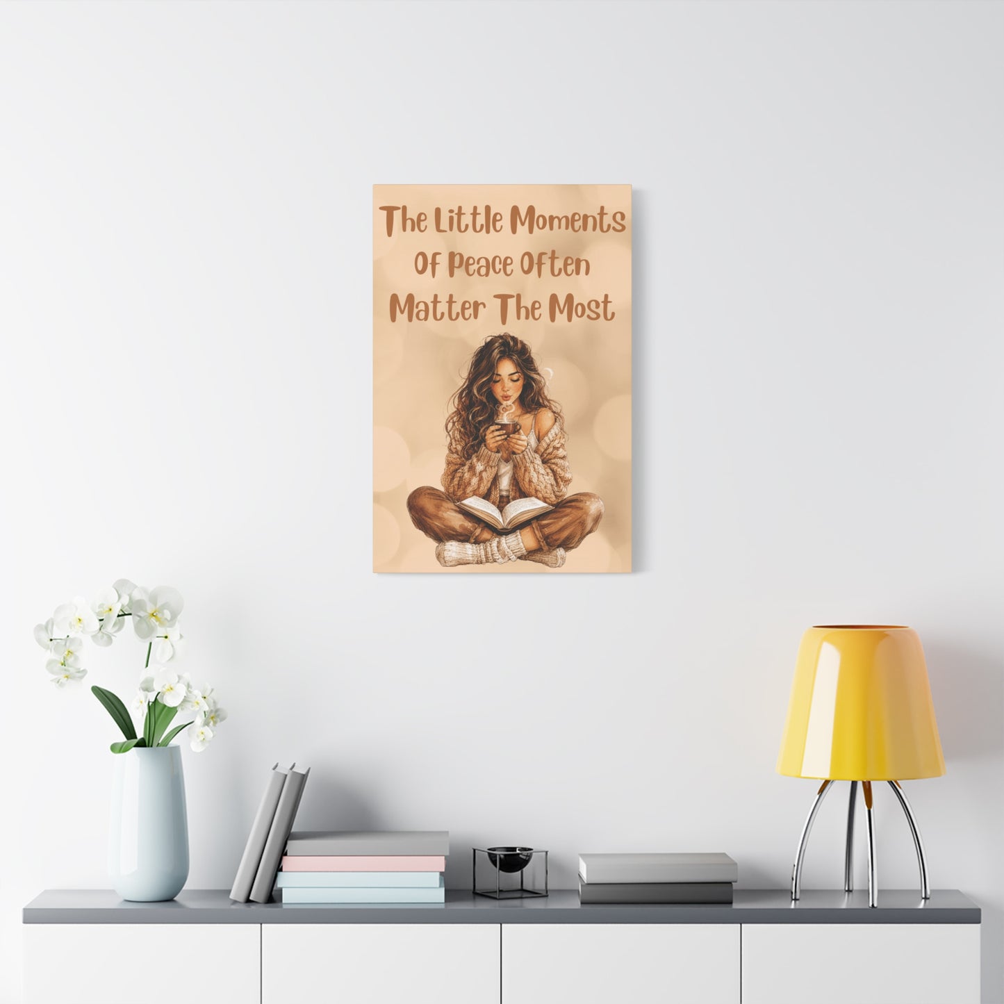 Canvas Wall Art - "The Little Moments of Peace Often Matter the Most" Cozy Reading Girl Print